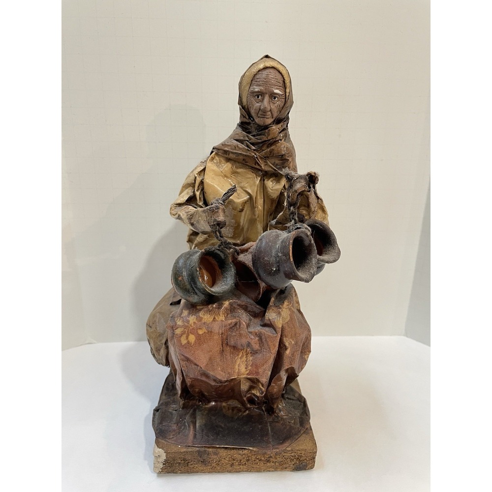 Vintage Paper Mache Cartoneria‎ Mexican Folk Art Figurine of Elderly Peasant